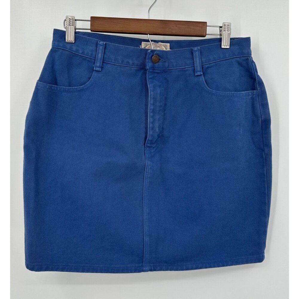 80's Y2K Vintage Abercrombie & Fitch Mini Skirt Women 14 Cobalt Blue Denim